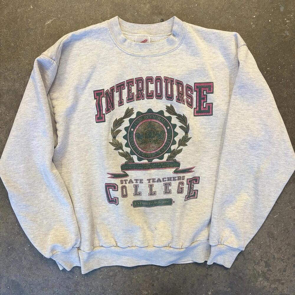 Intercourse College Crewneck Sweatshirt Size Medium USA Funny 90s vintage